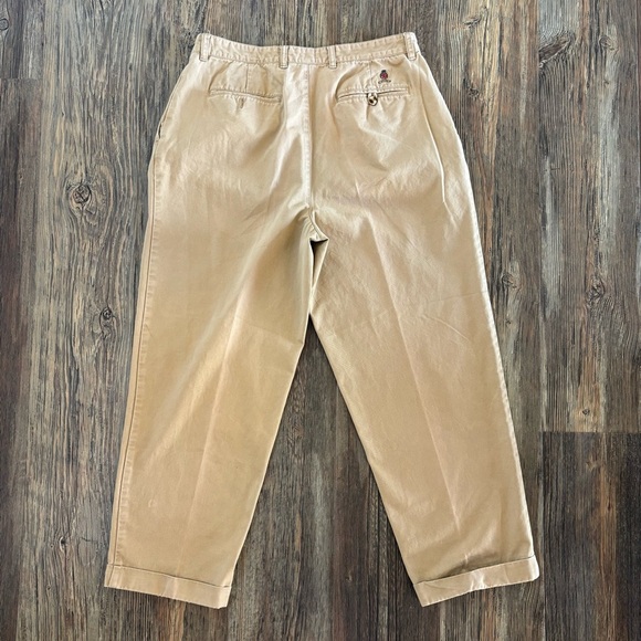 *Read Vtg Y2K Tommy Hilfiger Khaki Chino Pants Mens 36X30 Beige Cuffed Pleated - Picture 3 of 11